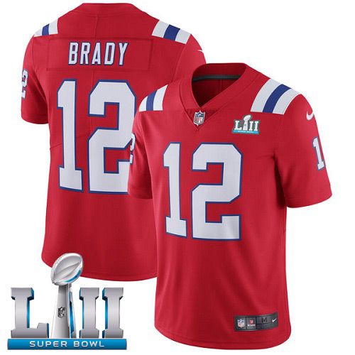 Men New England Patriots #12 Brady Red Color Rush Limited 2018 Super Bowl NFL Jerseys->->NFL Jersey